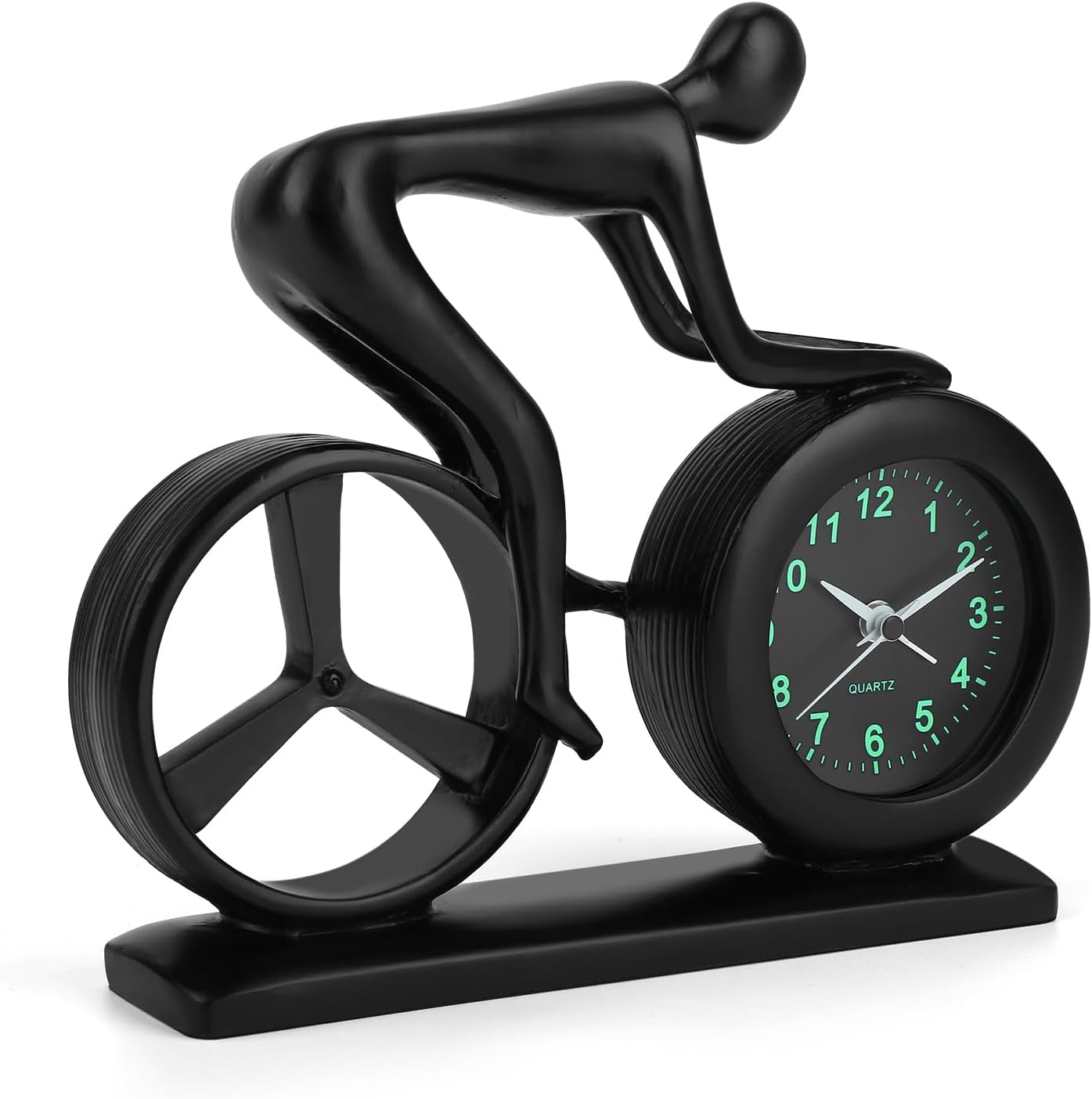 Racing Bicycle Desk Alarm Clock Battery Operated, Glow-in-The-Dark Dial, Silent Non-Ticking | Unique Cycling Gift for Cyclists, Students, Teachers | Office, Desk, Shelf Decor