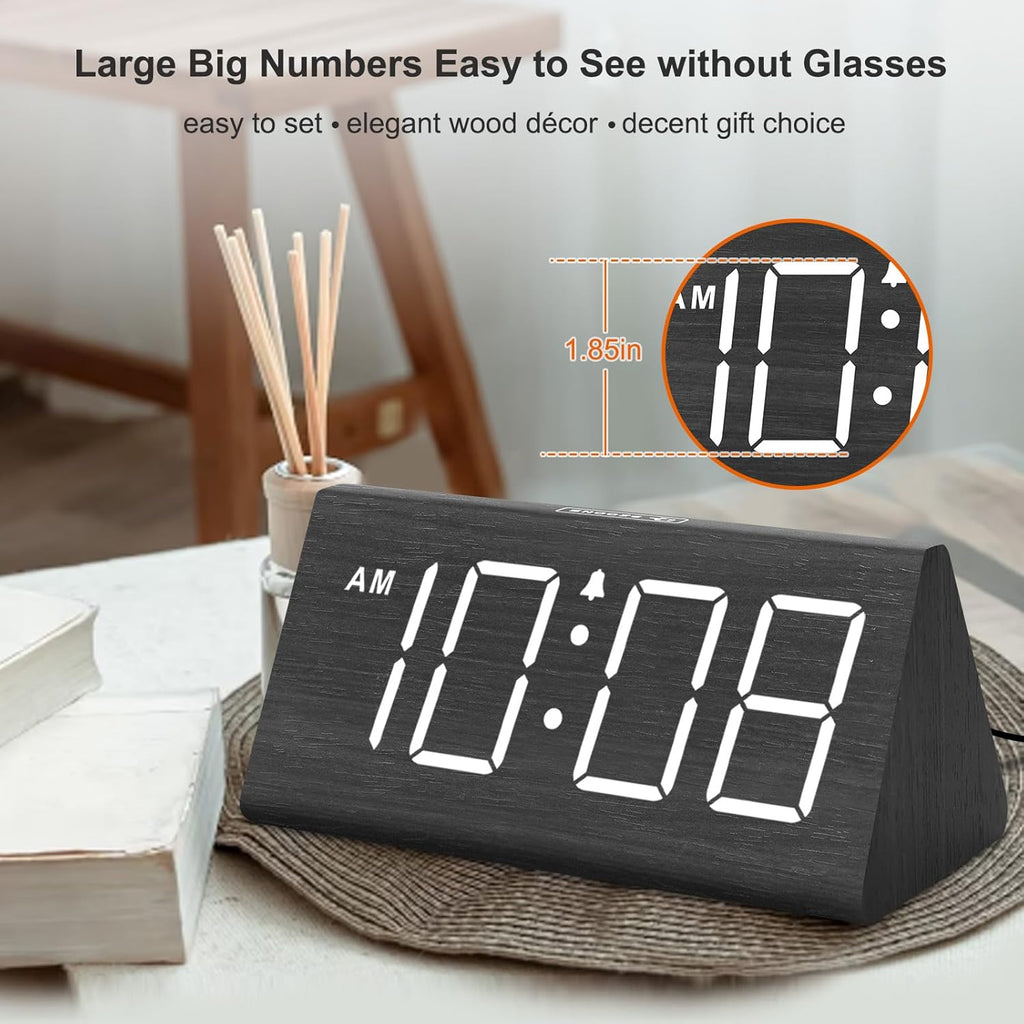 DreamSky Wooden Digital Alarm Clock for Bedrooms