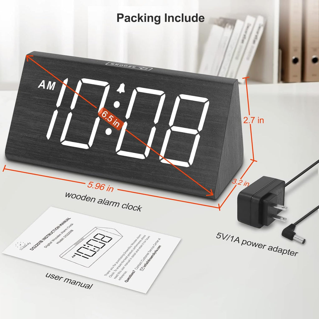 DreamSky Wooden Digital Alarm Clock for Bedrooms