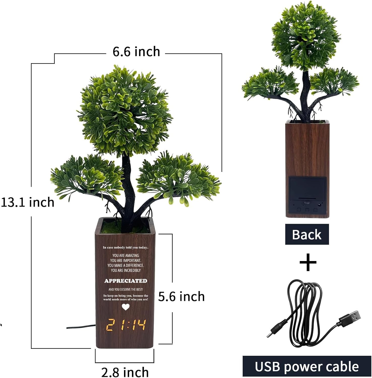 Fake Plant Table Clock Digital Alarm - Decorative Electronic Clock