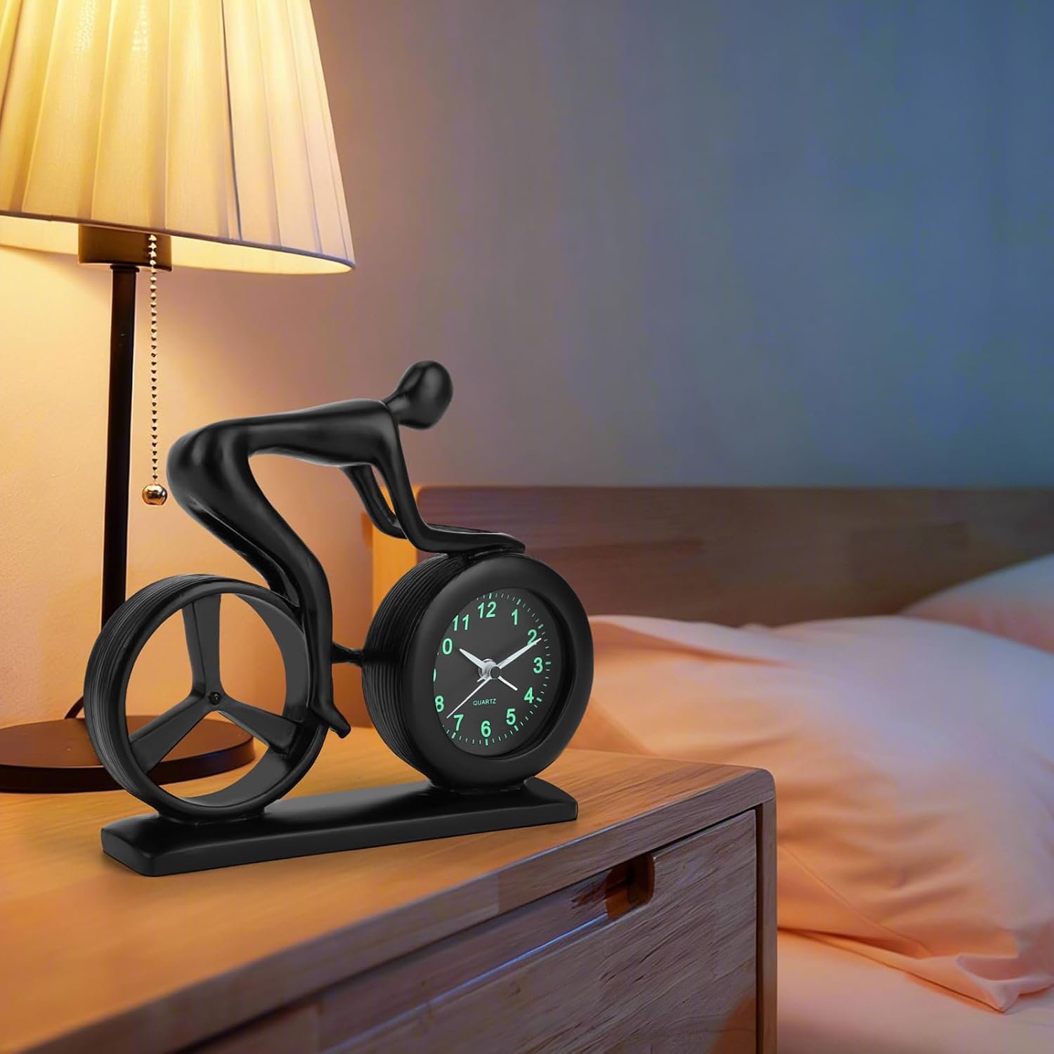 Racing Bicycle Desk Alarm Clock Battery Operated, Glow-in-The-Dark Dial, Silent Non-Ticking | Unique Cycling Gift for Cyclists, Students, Teachers | Office, Desk, Shelf Decor